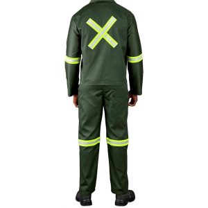 Acid Resistant Polycotton Conti Suit - Reflective Arm, Legs & Back - Yellow Tape