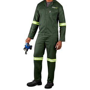 Acid Resistant Polycotton Conti Suit - Reflective Arm & Legs - Yellow Tape